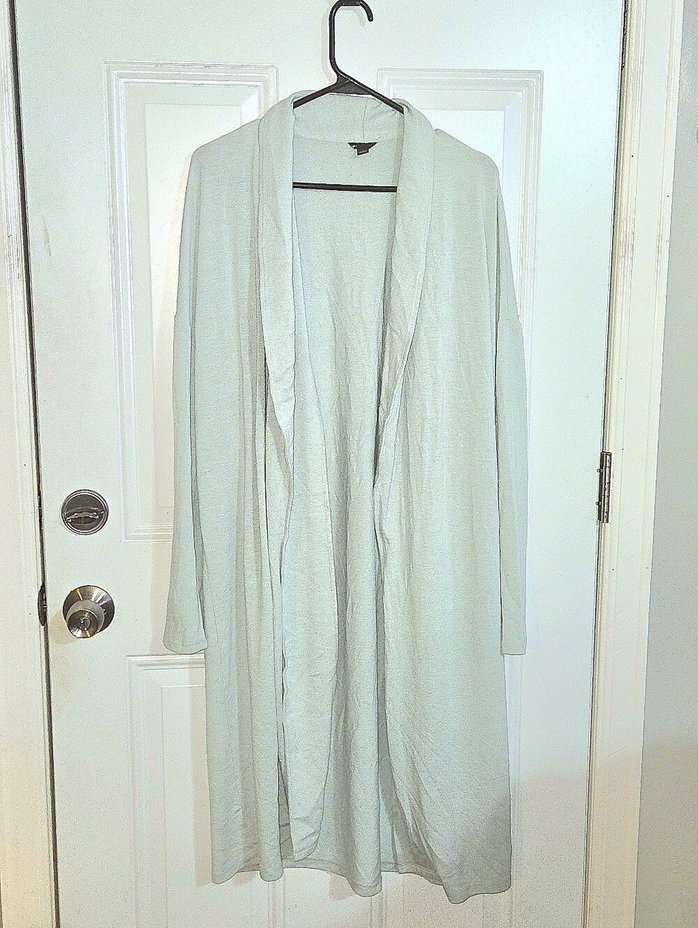 Light Blue Open-Front Long Robe Cardigan for Women